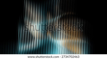 Abstract vertical lines pattern with blue and gold light reflections on black background
