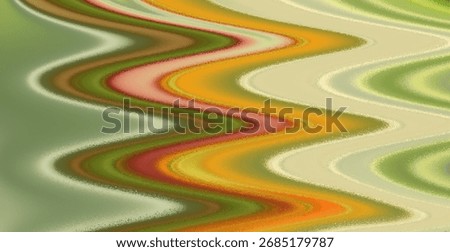 Abstract Vertical Wavy Zigzag Lines Green Orange Autumn Flow Background Texture