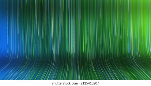 An abstract view of colorful green and blue raining color lines background.	