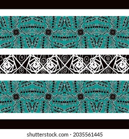 Abstract vintage flower leaf and rose pattern in mint green black and white color
