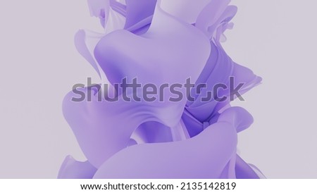 Abstract violet flying magic liquid cloth. Purple fashion background. Beautiful velvet wave. 3d rendering