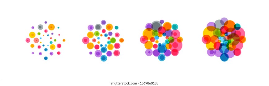 Abstract Virus Icon Set. Colorful Bacteria, Microbes, Fungi. Pathogenic Viruses Multiply. Virus Cell Division. Flat Illustration On White Background