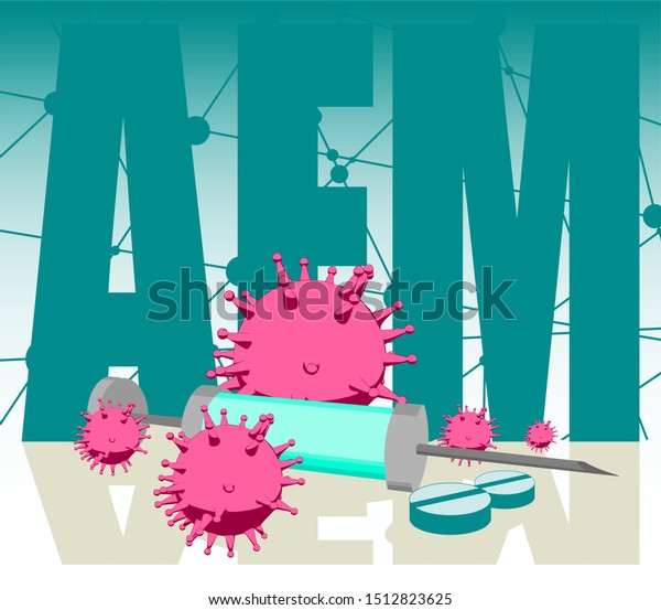 Abstract virus image on\
backdrop and AFM text. AFM virus danger relative illustration.\
Medical research theme. Virus epidemic alert. Acronym AFM - Acute\
flaccid\
myelitis