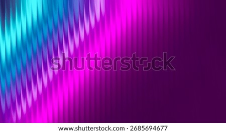 An abstract visual featuring diagonal lines of bright blue and pink neon light against a deep purple background, creating a sense of movement and futuristic energy.