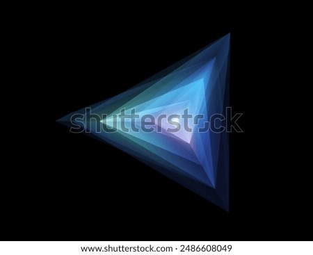Abstract visualization of a multidimensional triangular portal, depicting layers of reality through blue gradient depths on a black background