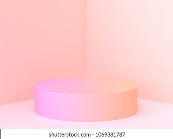 Abstract Wall Corner Scene 3d Rendering Minimal Circle Gradient Podium