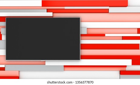 Abstract Wall. Red Lines. Tv Studio. News Room. 3D Rendering 3D Rendering