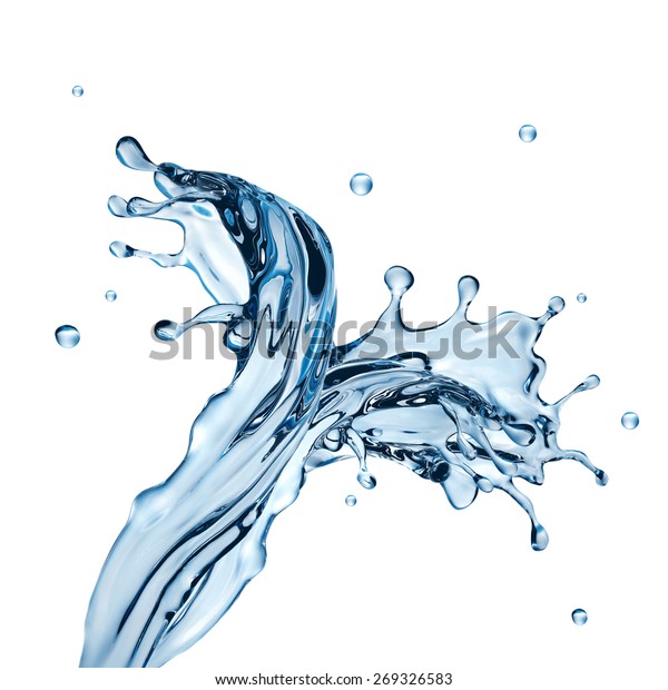抽象的な水のデザインエレメント 3dイラスト 白い背景に液体スプラッシュ のイラスト素材