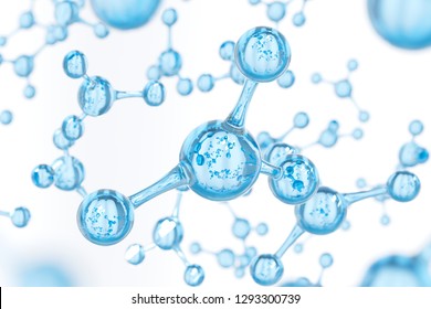 Abstract Water Molecules Design. Atoms. Abstract Water Background For Banner Or Flyer. Science Or Medical Background. 3d Rendering Illustration