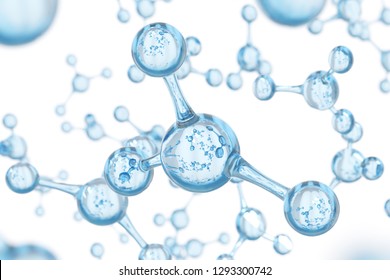 Abstract Water Molecules Design. Atoms. Abstract Water Background For Banner Or Flyer. Science Or Medical Background. 3d Rendering Illustration