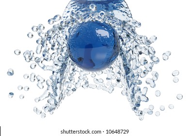Abstract water, splash and bubble liquid