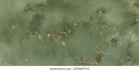 Abstract watercolor background in dark olive color with golden splashes. Marble texture. Template design for banner, poster, card, cover, brochure. - Powered by Shutterstock