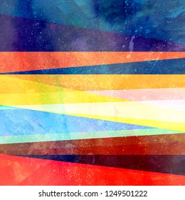 Abstract watercolor background with geometric color objects and interesting shapes