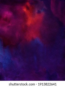 Abstract Watercolor Background, Hand Painted Texture, Red, Blue, Pink, Purple  Paint Stains. Design For Backgrounds, Wallpapers, Covers And Packaging.	