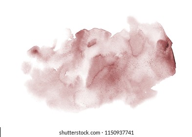 Abstract watercolor background image with a liquid splatter of aquarelle paint, isolated on white. Dark red tones