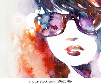 Abstract watercolor beauty portrait - Powered by Shutterstock