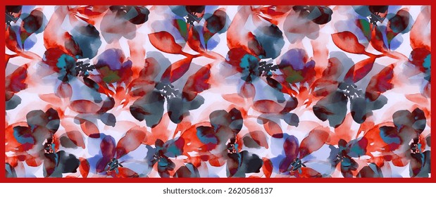 Chal floral Abstractas de la acuarela, bufanda, impresión textil digital del diseño del patrón de Dupatta para la tela, papel pintado abstracto