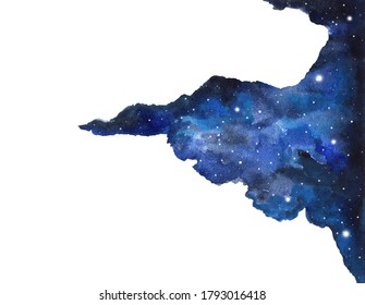 Abstract Watercolor Galaxy Sky Background, Cosmic Texture. Night Sky. Universe Filled With Stars. Fantasy Background.