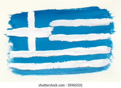 abstract watercolor greek flag on textured paper