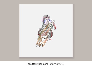 Abstract Watercolor Horse Ride Illustrations