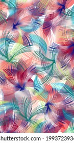 Abstract Watercolor Ikat Texture Pattern. Batik Tie Die Geometric Texture Background. 