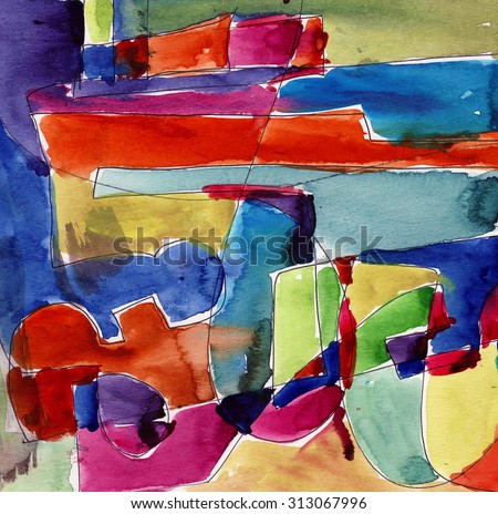 Abstract watercolor ink illustration paper oil acrylic hand drawn painting 