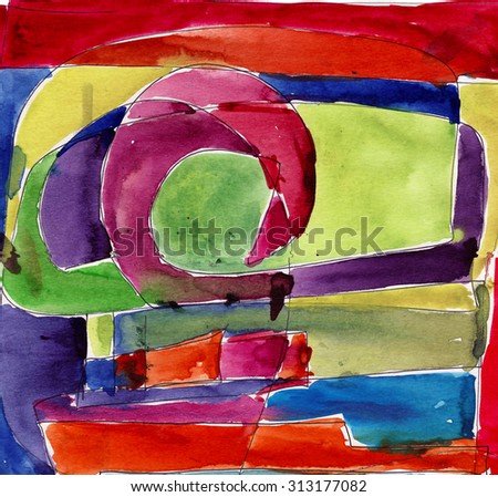 Abstract watercolor ink illustration paper oil acrylic hand drawn painting 