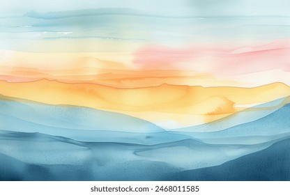 Abstract watercolor mountains art illustration, modern minimalist wallpaper background - Powered by Shutterstock