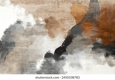 Abstract watercolor oil painting. Abstract art background. Oil painting on canvas. Golden texture. Fragment of artwork. Paint spots. Strokes of paint. Colorful canvas. - Powered by Shutterstock