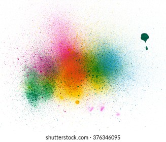 Abstract  watercolor palette blue  yellow  green   red colors  mix color  background  mixture colors  stains and spray water colors  the author's work 