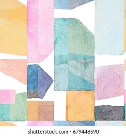 Abstract Watercolor Seamless Pattern. Artwork In Geometric Modern Style.