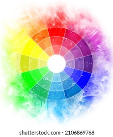 Abstract Watercolor Splash Color Wheel On The White Background. 