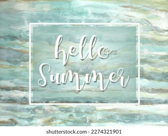 Abstract watercolor summer background .Waves, frame, hello summer.  - Powered by Shutterstock