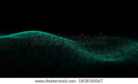 Abstract wave background with dots moving in space. Technology illustration. Futuristic modern dynamic wave. 3d rendering.