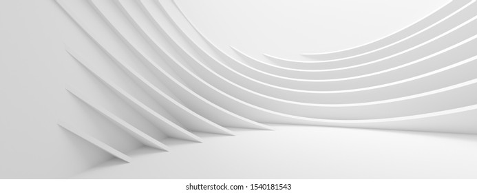 Abstrakter Wellenhintergrund. Minimales weißes geometrisches Bildschirmhintergrund. 3d Rendering