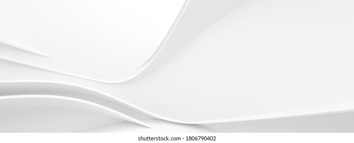 Abstract Wave Background. White Minimalistic Texture. Template 3d Illustration