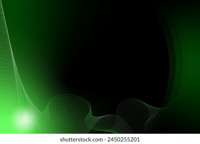 Abstract wave black green gradient background