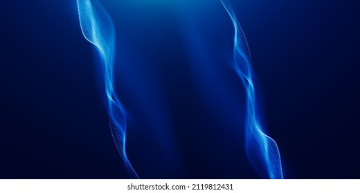 Abstract wave of dots and weave lines. Network connection structure. Wave Stream Big Data Technology Abstract Wave Background. Abstract blue background of moving particles.