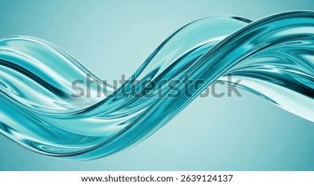 Abstract wave flows smoothly with a teal color and rippled surface, creating a dynamic, fluid design suitable for science, technology or beauty related marketing.