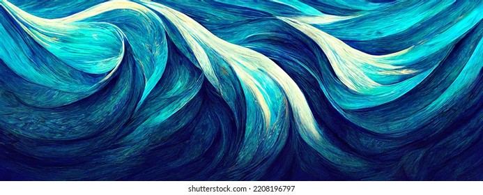 Abstract wave Pattern. Artistic splashes blue color background with lighting effect. Modern bright painting texture