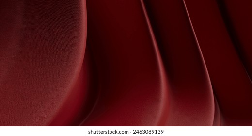 Abstract wave silk textured solid red color background. Wavy pattern. 3d rendering
