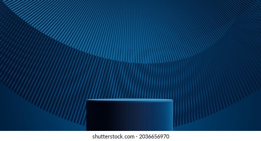 Abstract Wave Technology Background With Podium Concept For Product Presentation Branding. 3d Rendering Illustration