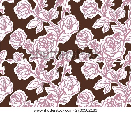 Abstract Waves  Floral Lines Effect Brush Watercolor Pattern 