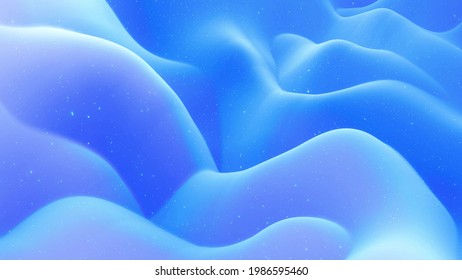 Abstract waves soft blue matte material and light inner glow   glitters surface  Abstract geometric surface like landscape terrain  extrude displace 3d noise  3d render