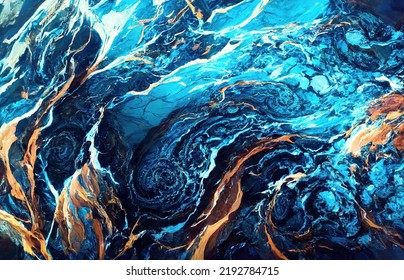 Abstract Waves Whirl Pattern In Blue,orange And White