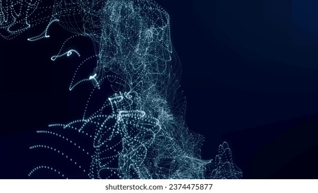 Abstract Waving Particle Technology Background Design. Abstract wave moving dots flow particles