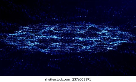 Abstract Waving Particle Technology Background Design. Abstract wave moving dots flow particles