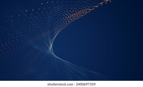 Abstract Waving Particle Technology Background 3D Illustration
