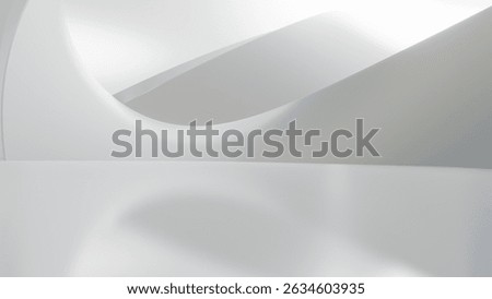Abstract wavy architecture space with empty concrete floor, Soft white sci-fi interior background, 3d rendering