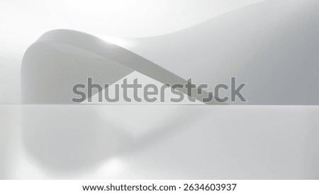 Abstract wavy architecture space with empty concrete floor, Soft white sci-fi interior background, 3d rendering